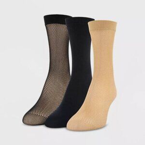 NEW 3Pk Peds Women's Fishnet Anklets